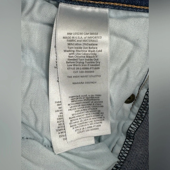 Current/Elliott The High Waist Stiletto in Niagara Destroy Size 28 - Picture 4 of 4